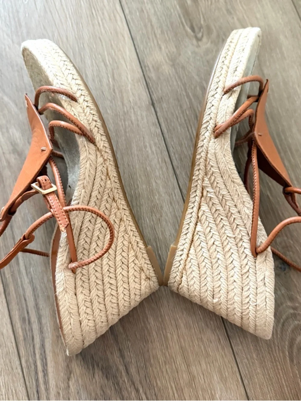 Tory Burch Diamond Patch Espadrille Goat Leather Wedge Sandals SIZE 9.5